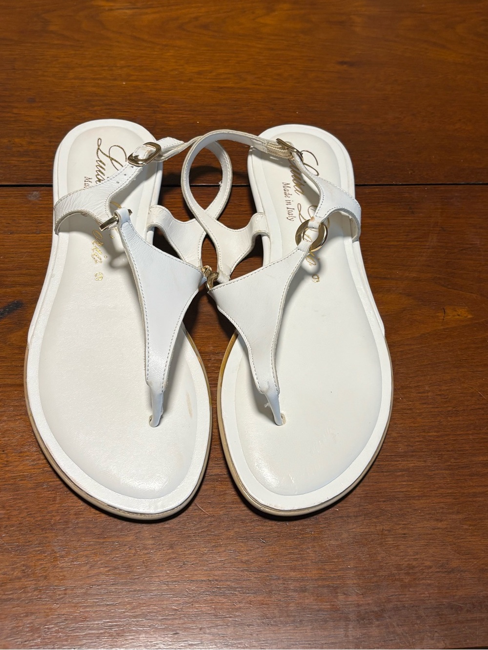 Luisa D’orio Women’s Thong Gold-Tone Hardware Slingback Strap Sandals Size 9